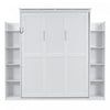 Aiden Murphy Bed with Shelves and LED Lights,Queen Size,White Queen Bed