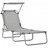 Outsunny Outdoor Lounge Chair, Adjustable Folding Chaise Lounge, Light Grey
