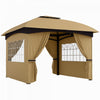Outsunny 11' X 11' Outdoor gazebo with Curtains, Church Windows, Beige