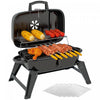 Outsunny Charcoal BBQ Grill, Foldable Barbecue Grill with Warming Rack, Adjustable Vent, Thermometer, Handles for Outdoor Cooking, Camping Picnic, Black