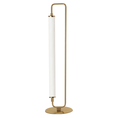 Dainolite Freya 1 Light LED Table Lamp Aged Brass White Acrylic|Lampe de table Freya de Dainolite en acrylique blanc, avec fini laiton vieilli et 1 ampoule à DEL