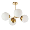 Dainolite Dayana 4 Light Chandelier Aged Brass White Glass Lamp