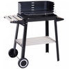 Outsunny Charcoal BBQ Grill with Storage Shelves and Wheels, Portable Barbecue Trolley with Adjustable Cooking Grate & Wind Shield for Outdoor Cooking