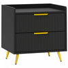 HOMCOM Bedside Table, Nightstand with 2 Drawers for Bedroom, Black