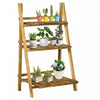 Outsunny Outdoor Plant Stand, Foldable Flower Stand 3-tier Wooden Plant Shelf For Garden Indoor Outdoor, 24\" X 14\" X 37\"