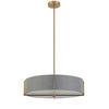 Dainolite Preston 4 Light Pendant 21\" Dia Aged Brass Grey Shade Lamp