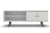 Manhattan Comfort Liberty 62.99\" Mid-Century Modern TV Stand with 3 Shelves & 2 Doors - White & Yellow