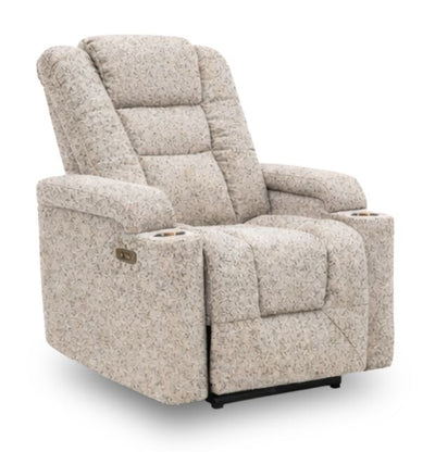 Riley 35.4" Linen-Look Fabric Power Reclining Chair with Power Headrest – Grey | Fauteuil à inclinaison électrique Riley de 35,4 po en tissu apparence lin avec appuie-tête électrique - gris