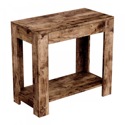 24” Classic Narrow Accent Table With Hidden Storage and Lower Shelf - Brown Reclaimed Wood | Table d’appoint étroite classique de 24 po avec rangement dissimulé et tablette inférieure - bois recyclé brun