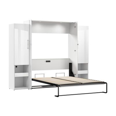 Bestar Avalon Queen Murphy Bed & Storage Cabinets with Pull-Out Shelf (107 W)|Grand lit escamotable Avalon de Bestar de 107 po (L) avec armoires de rangement et tablette coulissante