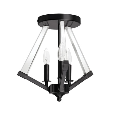 Dainolite Aalto 3 Light Semi-flush Mount Matte Black Finish Clear Acrylic Lamp|Plafonnier semi-affleuré Aalto de Dainolite en acrylique transparent, avec fini noir mat et 3 ampoules