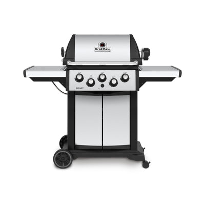 Broil King Signet™ 390 Propane Gas Grill with Side Burner & Rear Rotisserie Burner in Stainless Steel - 946884|Gril à gaz propane SignetMC 390 en acier inoxydable de Broil King avec brûleur latéral et brûleur arrière de rôtisserie - 946884