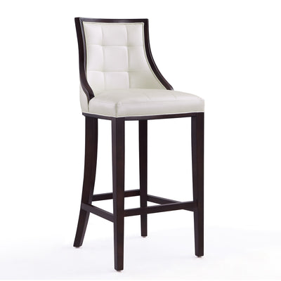 Manhattan Comfort Fifth Avenue 45" Beech Wood Barstool - Pearl White & Walnut|Tabouret bar Fifth Avenue de Manhattan Comfort de 45 po en hêtre - blanc perle et noyer