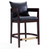 Manhattan Comfort Ritz 34\" Beech Wood Counter Height Barstool - Black & Dark Walnut