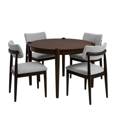 Ivy 5pc Dining Set with Table & 4 Ren Chairs, 42"W Round - Brown/Beige | Ensemble de salle à manger Ivy 5 pièces avec table ronde de 42 po (L) et 4 chaises Ren - brun et beige