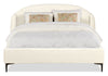 Luna Upholstered Wingback Bed in Taupe Fabric - Queen Size