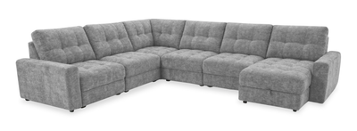 Scott Living Elevate Modular 6-Piece Right-Facing Chenille Fabric Power Reclining and Sliding Sectional - Grey | Sofa sectionnel modulaire à coulissement et inclinaison électriques de droite Elevate de Scott Living 6 pièces en tissu de chenille - gris