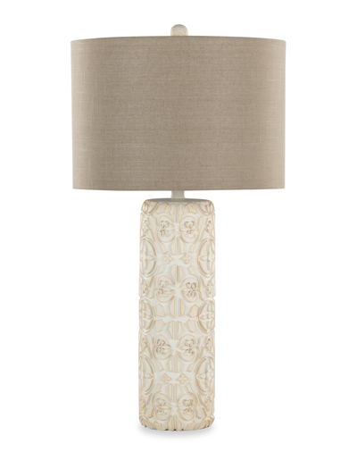 Lacey 16" Table Lamp with Beige Linen-Look Shade – Brown | Lampe de table Lacey de 16 po avec abat-jour d’apparence lin beige - brun
