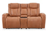 Shaquille O’Neal Home Titan 81\" Genuine Leather Power Reclining Loveseat with Shaq-o-pedic Comfort – Earth
