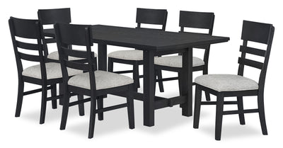 Trove 7pc Dining Set with Table and 6 Chairs, 72”W – Black | Ensemble de salle à manger Trove 7 pièces avec table de 72 po (L) et 6 chaises - noir | TROVBDP7