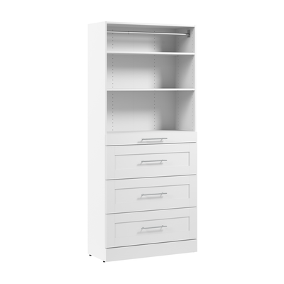 Bestar Florence 35" Modular Reach-In /Walk-In Closet System with Storage - White|Système de garde-robe et pièce-penderie modulaire Florence de Bestar de 35 po avec rangement - blanc