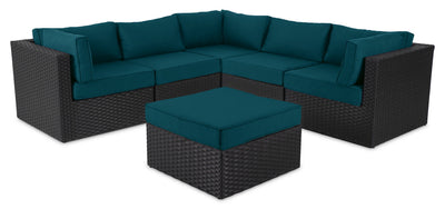 Barbados 6-Piece Patio Set with Ottoman – Blue | Ensemble Barbados 6 pièces pour la terrasse avec pouf - bleu