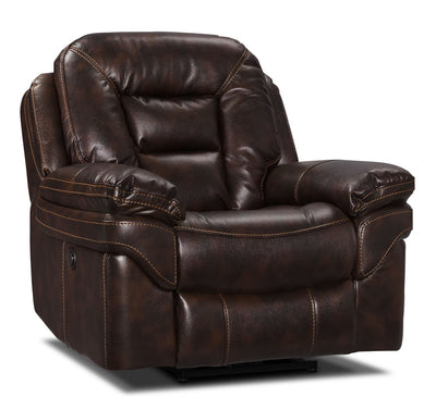 Leo 41" Leather-Look Fabric Power Reclining Chair - Walnut Brown | Fauteuil à inclinaison électrique Leo de 41 po en tissu d’apparence cuir - brun noyer
