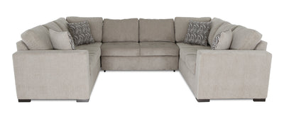 Made in Canada Legend 3-Piece Chenille Fabric Sleeper Sectional - Platinum Beige | Sofa-lit sectionnel Legend 3 pièces fabriqué au Canada en tissu de chenille - beige platine