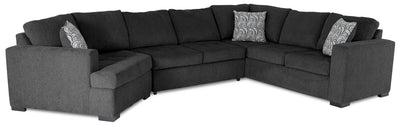 Made in Canada Legend 3-Piece Left-Facing Chenille Fabric Cuddler Sleeper Sectional - Pepper Grey | Sofa-lit sectionnel de gauche Legend 3 pièces fabriqué au Canada en tissu de chenille avec fauteuil enveloppant - gris poivre