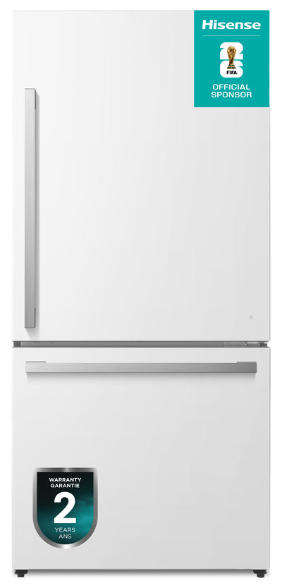 Hisense 31.1" 17 Cu. Ft. Bottom-Mount Refrigerator - White - RB17A2CWE | Réfrigérateur Hisense de 17 pi³ et de 31,1 po à congélateur inférieur - blanc - RB17A2CWE