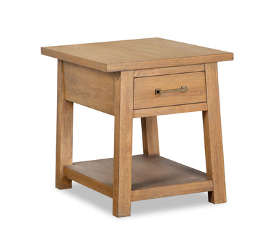 Rhett 22" Modern End Table with Storage and Shelf - Light Brown Oak|Table de bout moderne Rhett de 22 po avec rangement et tablette - chêne brun clair