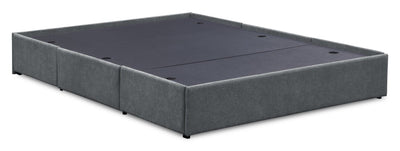Amos Upholstered Storage Bed Base in Charcoal Fabric with 3 Built-in Drawers - Queen Size | Base de lit de rangement Amos rembourrée en tissu anthracite avec 3 tiroirs intégrés - format grand lit