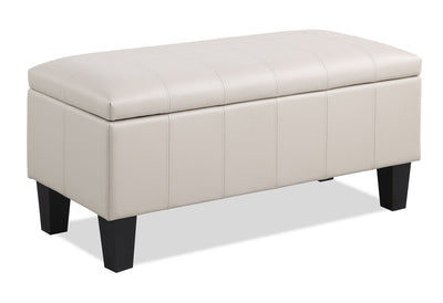James 39.25" Faux Leather Storage Ottoman - Beige | Pouf de rangement James de 39,25 po en similicuir - beige