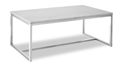 Sampson 46" Modern Marble Coffee Table - White | Table à café moderne Sampson en marbre de 46 po - blanc