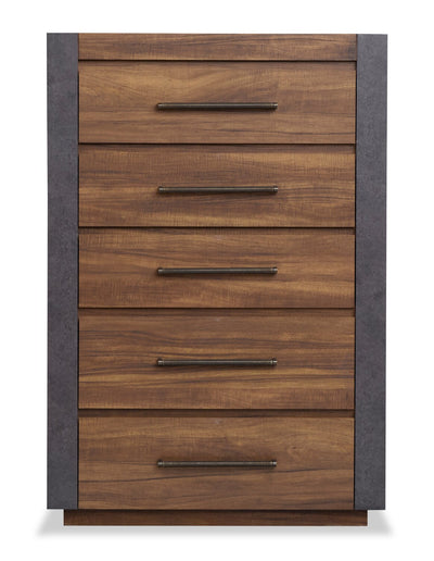 Scott Living Dante Bedroom Chest of Drawers, 5-Drawer, 36"W x 52.4"H - Brown | Commode verticale Dante de Scott Living de 36 po (L) x 52,4 po (H) à 5 tiroirs pour la chambre à coucher - brune