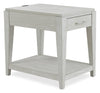 Vida 19” Solid Wood Chairside Table with Storage, Shelf, Lighting and USB - Sand