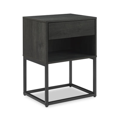 Fynn Bedside 1-Drawer Nightstand with Storage Shelf, 18"W x 25.75"H - Brown/Black | Table de nuit Fynn de 18 po (l) x 25,75 po (H) à 1 tiroir avec tablette de rangement - brune et noire
