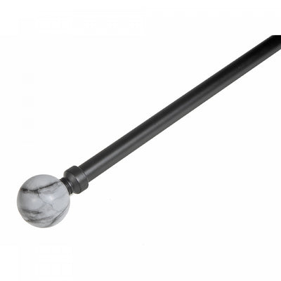 16/19mm Metal Drape Pole Set White Marble - Black|Ensemble de tringles à rideaux de 16 à 19 mm en métal avec fleuron d’apparence marbre blanc - noir