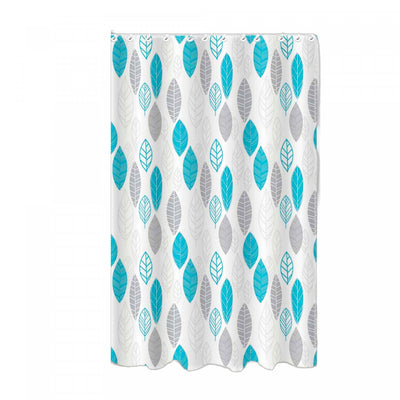 14pc Set Peva S. Curtain 12 Hooks and Bathmat Leaves Shower Curtains|Ensemble 14 pièces en CAV/E à motif de feuilles avec rideau de douche à 12 crochets et tapis de salle de bain