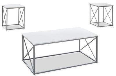 Kasey 3-Piece Coffee and Two End Tables Package - White