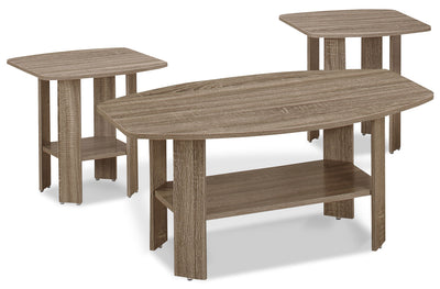 Rosario 3-Piece Coffee and Two End Tables Package – Dark Taupe
