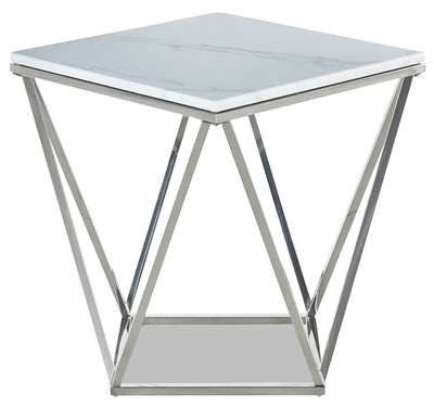 Amanda End Table - Contemporary, Modern style End Table in Carrara Marble Metal