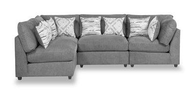 Scott Living Evolve Modular 4-Piece Linen-Look Fabric Pit Sofa Sectional with Feather Down Cushions - Charcoal|Sofa sectionnel modulaire de style cocon Evolve de Scott Living 4 pièces en tissu d’apparence lin avec coussins en duvet et plumes - anthracite