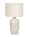 25\" Cream Textured Ceramic Table Lamp with Ginger Shade
