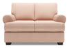 Made in Canada Customizable Sofa Lab Roll 64\" Linen-Look Fabric Loveseat with Rolled Arms - Pax Rose Pink