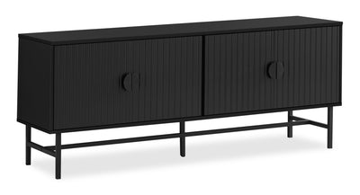 Jase 59" Modern TV Stand with Storage and Cable Management for TVs up to 65"- Black|Meuble pour téléviseur moderne Jase de 59 po avec rangement et système de gestion des câbles pour téléviseurs jusqu’à 65 po - noir
