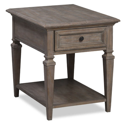 Lancaster 20" Traditional End Table with Storage and Shelf - Grey and Bronze Pine|Table de bout traditionnelle Lancaster de 20 po avec rangement et tablette - grise et pin bronze