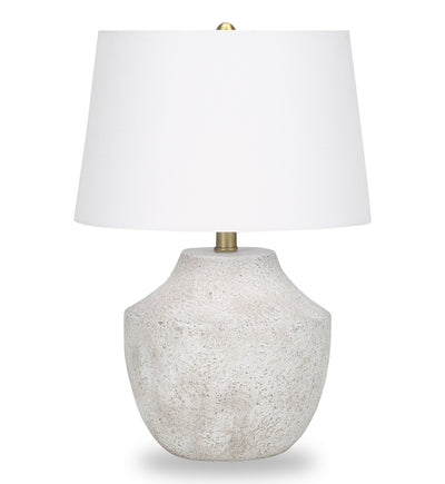 20" Cream Textured Concrete Table Lamp with Ivory Shade|Lampe de table de 20 po béton texturé crème avec abat-jour ivoire