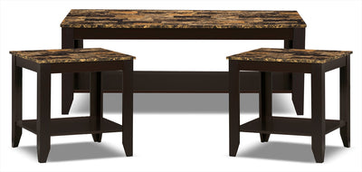 Roma 3-Piece Coffee and Two End Tables Package – Cappuccino - Contemporary style Occasional Table Package in Dark Brown Wood
