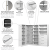 Bestar Florence 95" Modular L-Shaped Walk-In Closet System with Rods, Shelves and Drawers Shaker Style - White|Système de pièce-penderie en forme de L modulaire Florence de Bestar de 95 po avec tringles, tablettes et tiroirs de style Shaker - blanc